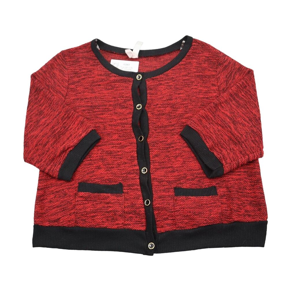 Bubble B Sweater Womens 3XL Red Round Neck Quarter Sleeve Button Up Cardigan